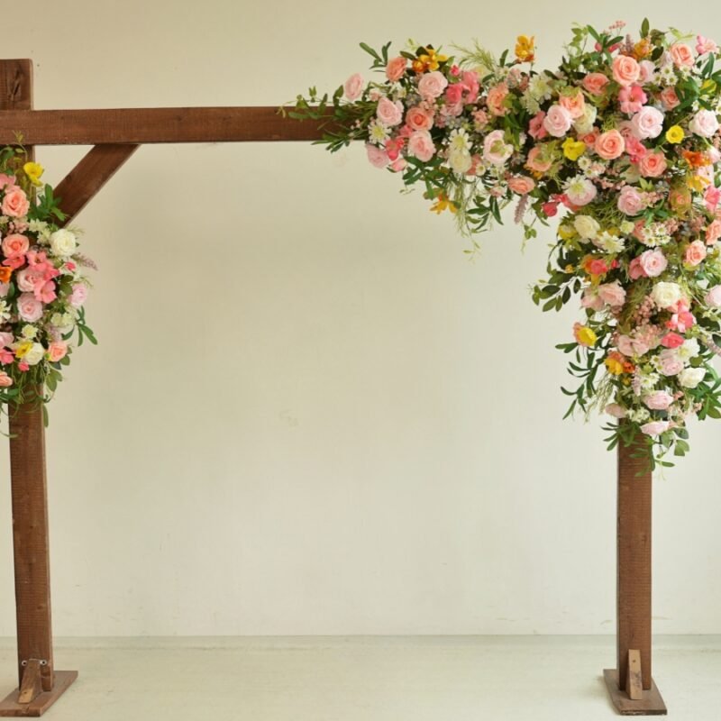 Artificial Wedding Arch Flowers – Silk Floral Design in Blush Pink, Cream and Soft Peach for Ceremony Decor