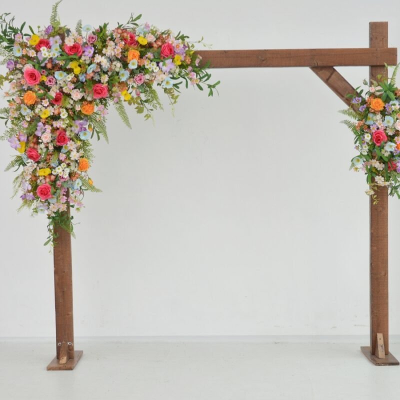 Artificial Wedding Arch Flowers Wildflower Inspired Silk Floral Design in Hot Pink, Pink, Yellow and Lavender