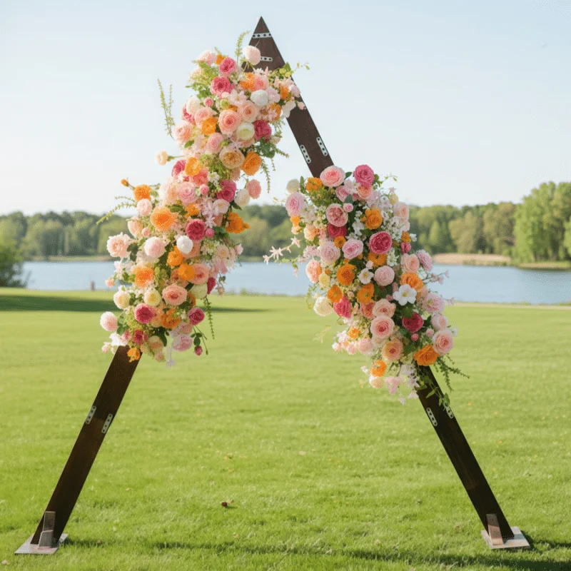 Arch Flower Arrangement Artificial Silk Floral Set in Blush, Coral, Orange, and Cream for Weddings & Events