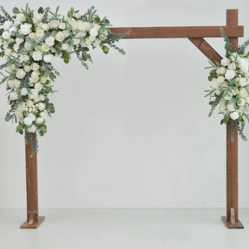 Artificial Wedding Arch Floral Arrangement Elegant Silk Rose & Eucalyptus Decor in Ivory and Greenery