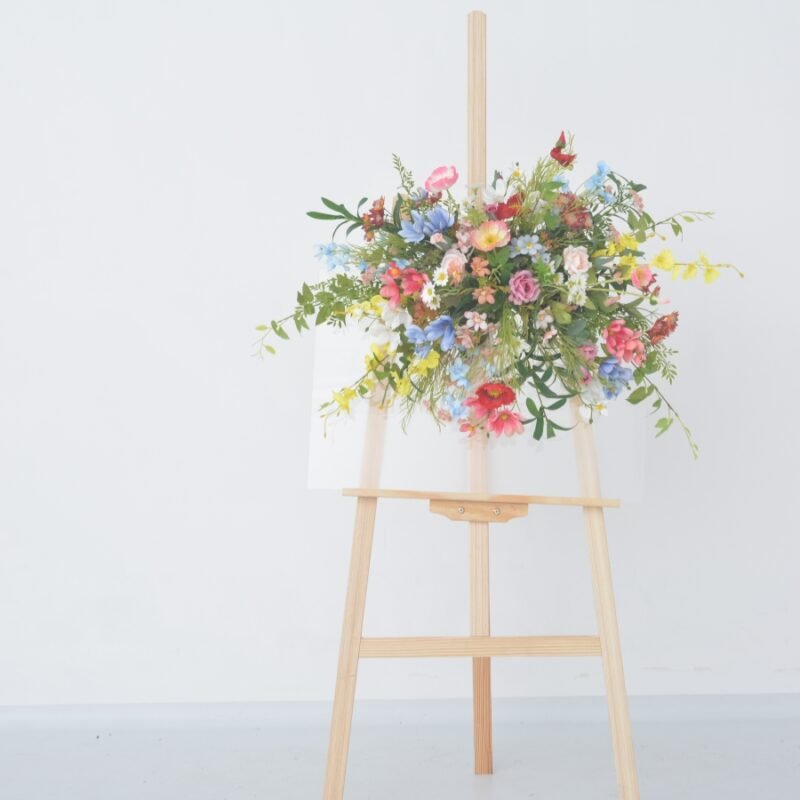 Elegant Faux Floral Arrangements for Wedding Welcome Signs – Custom Silk Flower Décor in Romantic & Vibrant Palettes