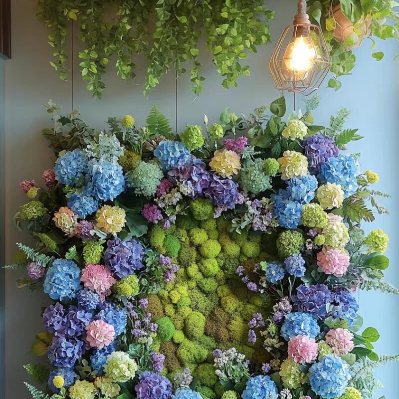 Full Bloom Artificial Flower Wall Panel – Lush Textured Floral Backdrop for Events, Shops, or Installations – Custom Size Available