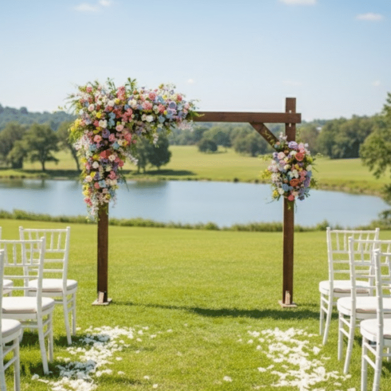 Artificial Wedding Arch Flowers – Colorful Corner Swag & Tieback Arrangement for Ceremony Backdrop – Pastel and Bright Mix