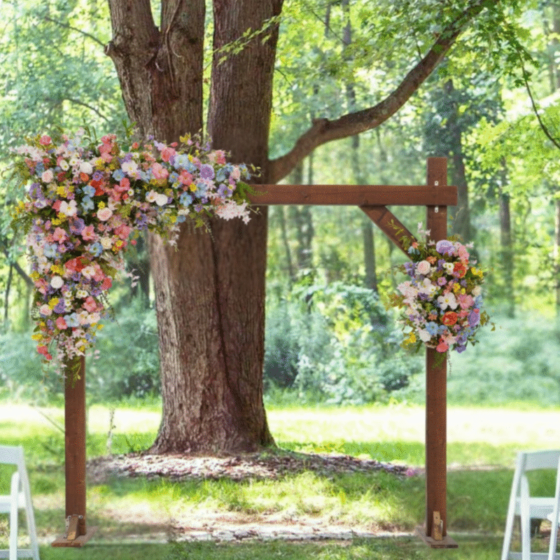 Artificial Wedding Arch Flowers – Colorful Corner Swag & Tieback Arrangement for Ceremony Backdrop – Pastel and Bright Mix