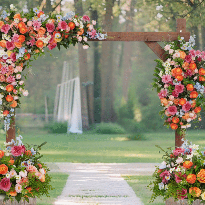 Artificial Wedding Arch Flowers Silk Floral Garland Set with Pink & Peach Mix