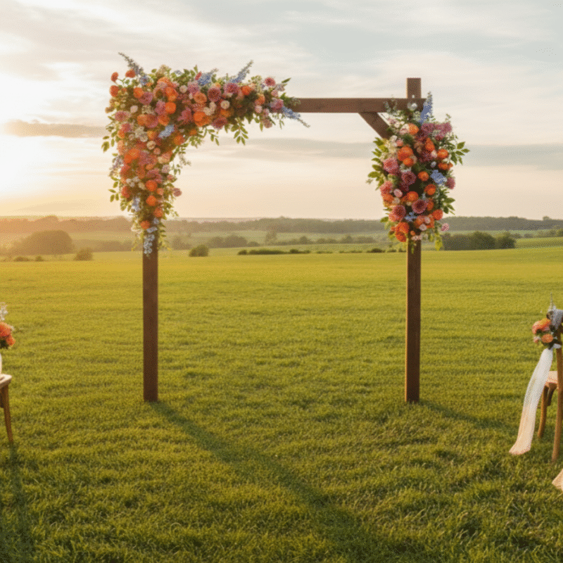 Artificial Wedding Arch Flowers Silk Floral Garland Set with Pink & Peach Mix