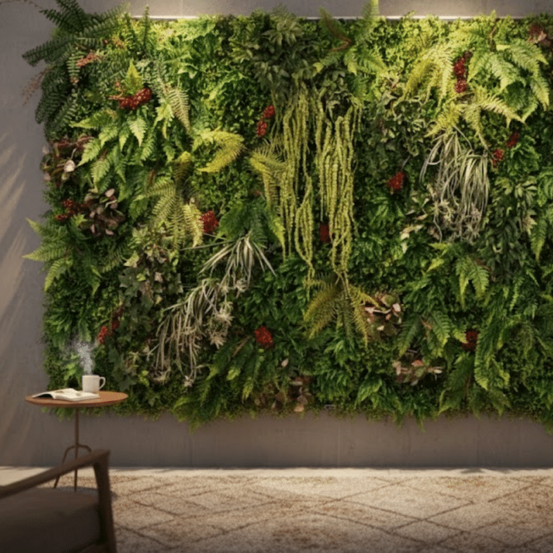 Artificial Greenery Backdrop Wall Lush Faux Plant Panel with Ferns & Foliage Accents for Weddings, Events, and Party Decor