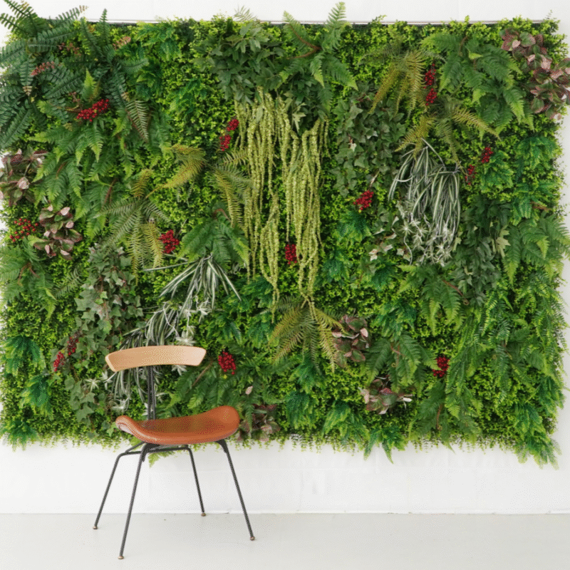 Artificial Greenery Backdrop Wall Lush Faux Plant Panel with Ferns & Foliage Accents for Weddings, Events, and Party Decor
