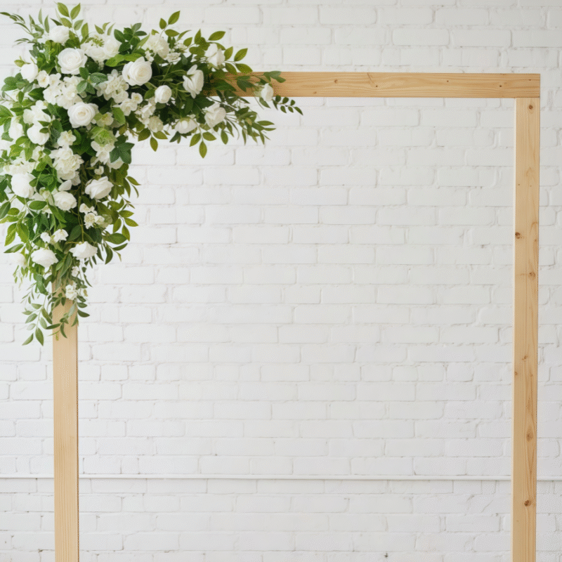 Elegant Wedding Arch Flowers Classic White Roses and Lush Greenery Arrangement
