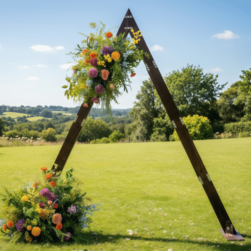 Wildflower Silk Wedding Arch Arrangement Set - Orange, Yellow, and Purple Accents