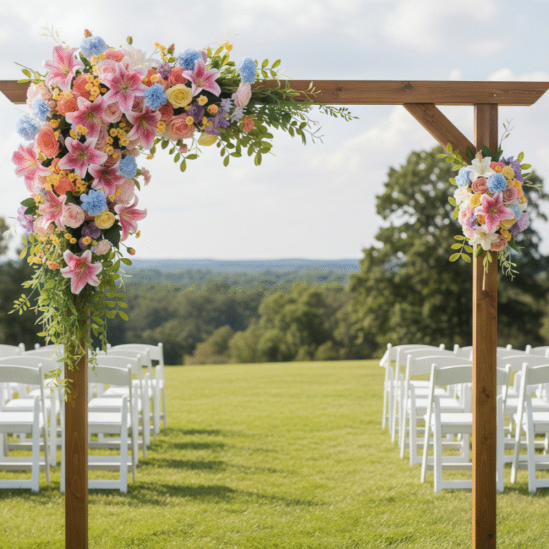 Pastel Wedding Arch Flowers Multi Colour Lily Arrangement