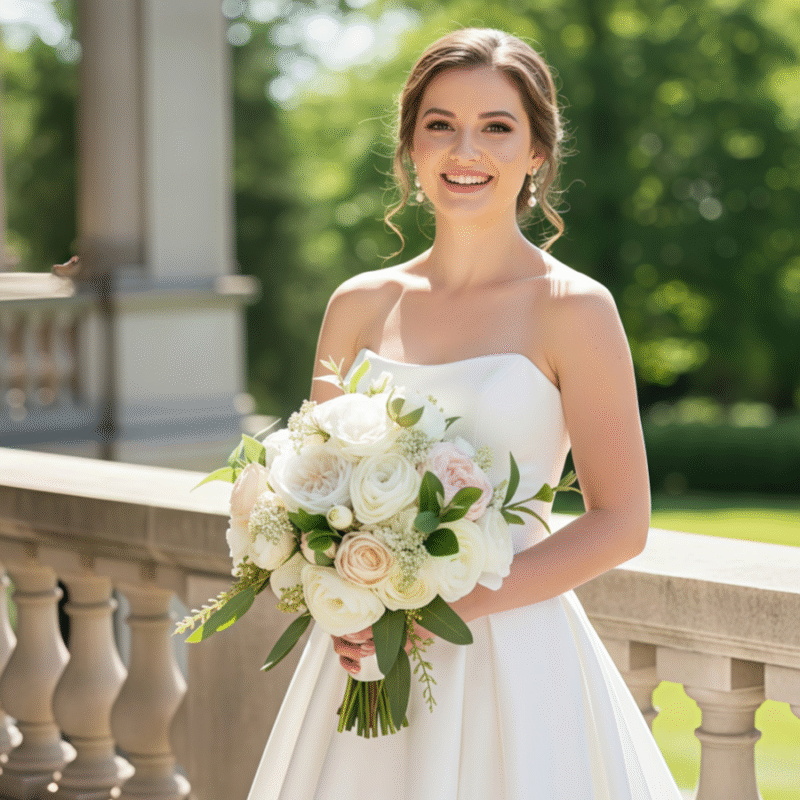 Classic Wedding Flowers Ivory, Cream, and Blush Garden Rose Arrangement