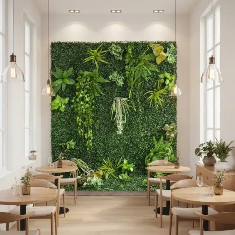 Elegant Artificial Green Wall | Lush Tropical Vertical Garden & Indoor Plant Decor