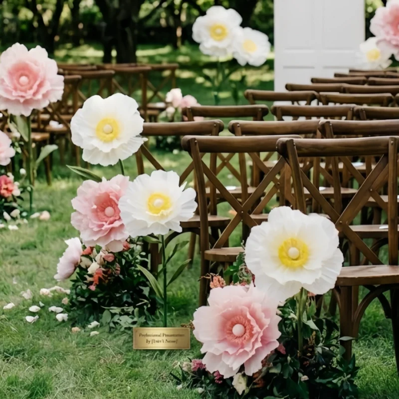 Giant Paper Flowers Installation Large Paper Flowers for Wedding Aisle & Event Decor