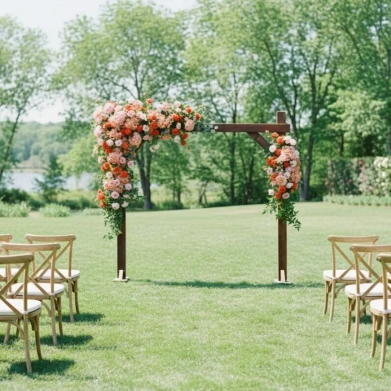Vibrant Autumn Vintage Ceremony Florals | Burnt Orange, Coral & Peach Wedding Flower Set