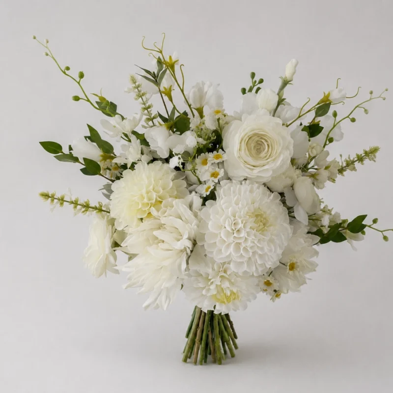 Natural Wildflower Bridal Bouquet | Elegant White & Cream